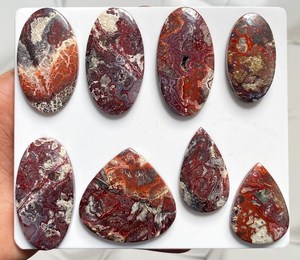 พลอยอะเกตธรรมชาติแบบ Crazy Lace Cabochon แบบหลังแบน ขายส่งจำนวนมาก สำหรับทำเครื่องประดับ DIY แหวน จี้ - Product Image 6