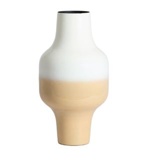 Vase en métal minimaliste contemporain, grand porte-fleurs décoratif avec un design élégant bicolore pour la maison, le salon, la salle à manger - Product Image 1