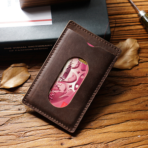 Cartera Minimalista de Cuero PU, Delgada, para Tarjetas, Menos de 2 Pulgadas, Sin Cierre, Marrón, de Viaje, Personalizable, Moderna, para Tarjetas de Crédito - Product Image 3