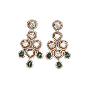 Pendientes de Aro Polki de Primera Calidad, Más Vendidos, con Piedras de Doble Color, para Mujeres y Niñas, en Oferta - Product Image 1