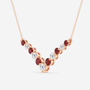 สร้อยคอแฟชั่นทรงเชฟรอนประดับเพชรเม็ดกลม 1 กะรัต และมรกตสังเคราะห์ทรงกลม ดีไซน์หรูหราประดับอัญมณีสีเขียวสำหรับผู้หญิง - Product Image 3