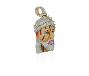 Pendentif visage de Jésus avec couronne de diamants, plaqué or 18 carats, charme religieux, cadeau unisexe - Product Image 3