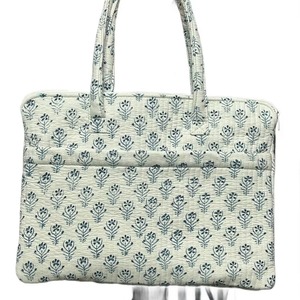 Bohemian Embroidered Cotton Laptop Bag With Zipper Closure Soft Handle <b>Medium</b> Size Multi-Function - Product Image 4