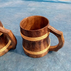 Eco-Friendly Polished Wooden Viking <b>Mug</b> with Hand Carved Engraving and Animal Design-Valentine's Day & Halloween Gift - Product Image 1