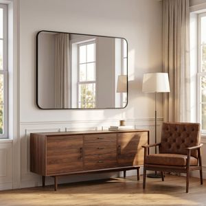 Specchio LED Rettangolare Nero 32x40 Pollici per Bagno, Camera da Letto e Soggiorno - Product Image 2
