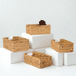 Durable Vintage Eco-Friendly Water Hyacinth Toy <b>Basket</b> with <b>Lid</b> and Handle for Kids Room Organizer Natural Fiber - Product Image 1