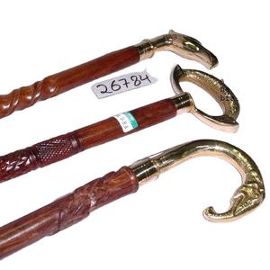 Bâton de marche en bois fait à la main avec derby en laiton, poignée demi-ronde et ronde complète/cannes de marche en bois avec poignée en laiton - Product Image 1