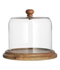 Support à gâteau rond en verre avec base en bois et couvercle réutilisable pour la présentation des gâteaux - Product Image 1