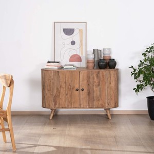 Mueble de almacenamiento de 2 puertas estilo Vandana Autumn Space con bordes redondeados, madera maciza de acacia, Boomer - Product Image 3