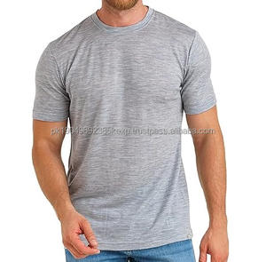 T-shirts à manches courtes respirants pour l'extérieur, col rond, décontractés, pour la course à pied, la randonnée, en laine tricotée, ajustés - Product Image 4