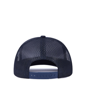 Casquettes de camionneur 5 panneaux en gros, nouvelle visière incurvée, bleu foncé, panneau avant en maille vierge, 100 % coton, unisexe, pour activités de plein air et voyages - Product Image 4