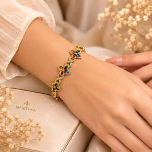Bracelet à maillons et chaîne florale Namivaa pour femme, style hip-hop, finition polie, sertissage griffe, cadeau de mariage ou de fête, bijoux - Product Image 4