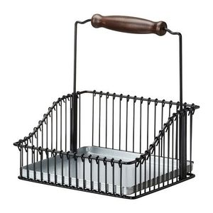 Linea Exports Inc Metal Wire <b>Storage</b> <b>Basket</b> <b>Rectangle</b> With Handle Rustic Style Multi Purpose Neatening Organizer - Product Image 1