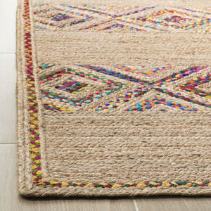 Alfombra geométrica tejida a mano de yute/algodón Natural con conjunto único - Product Image 3