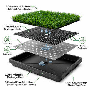 TH-PAG-561 Tapis de propreté en gazon artificiel pour chiens, lavable, en herbe synthétique avec trous de drainage et support en caoutchouc - Product Image 4