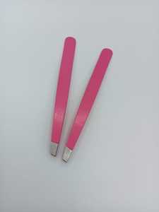 Pince à cils rose avec logo gratuit, en acier inoxydable biseauté, pour extensions de cils, fournitures professionnelles de beauté, outils OEM pour cils - Product Image 4