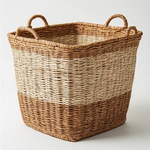Panier de rangement en jonc de mer de qualité supérieure, écologique et durable, avec poignées, pour cuisine et salle de bain, capacité 5L, design naturel élégant - Product Image 3