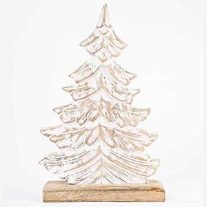 Decoración Rústica de Madera para Árbol de Navidad, Adorno Hecho a Mano con Acabado Blanco Lavado, Estilo Rústico para el Hogar - Product Image 1