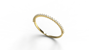 Anillo de Boda de Oro de 18K con Micro Pavé de Diamantes, Ligero, Moderno, Corte Media Eternidad, Delicado, Apilable, Joyería Fina para Mujer - Product Image 2