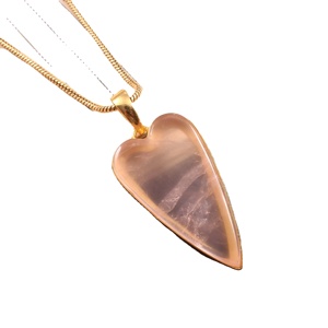 Collier avec pendentif en argent sterling 925 fait à la main sans nickel pour femmes, quartz rose, pierres précieuses, monture en or plaqué rhodium - Product Image 2