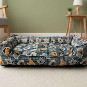 Cama para Perro Yommy Puppy Design, Lona Semirresistente al Agua, Tamaños M 64x48x18 cm, L 76x63x21 cm, XL 100x78x23 cm - Product Image 1