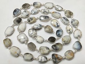 Natural Dendrite Opal Free Shape Bezel Connector Chain Sold per foot - Product Image 1