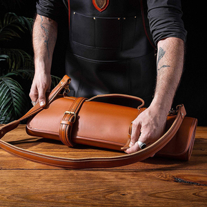 Organisateur de couteaux de chef en cuir de vachette véritable, de luxe, anti-odeur, durable, portable, sac de chef, étui pour ustensiles de cuisine LSKR-0066 - Product Image 3