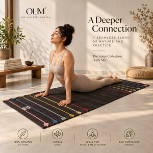 ONE UNIVERSE MANTRA, Colección Lotus, Tapete de Yoga Antideslizante de Algodón, Negro - Product Image 4