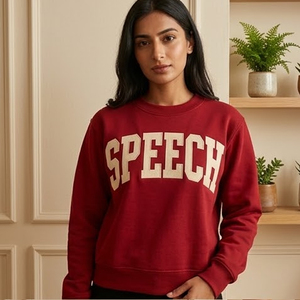 Women's <b>Pink</b> Speech Letter Custom Collegiate Greek Mock Neck <b>Sweatshirt</b> With Gingham Embroidered Logo For College University - Product Image 2