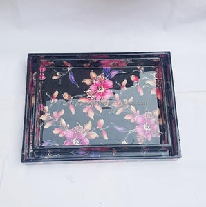 Bandeja de madera de nogal personalizada, accesorio de almacenamiento hecho a mano, con forma redonda, bandeja de madera rodante Natural, venta al por mayor - Product Image 1