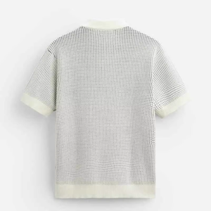 เสื้อถักไหมพรมผู้ชายแบบมีรูระบายอากาศ ตัดต่อผ้าตาข่าย แขนสั้น - Product Image 2