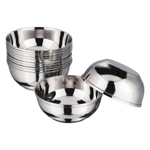 Nouvel ensemble de 3 bols en acier inoxydable, design minimaliste poli, compatibles lave-vaisselle, pour service alimentaire et usage domestique - Product Image 4
