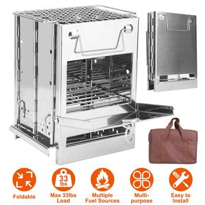 Fornello a Carbone Portatile Pieghevole con Borsa per il Trasporto, per Campeggio, Escursionismo, Picnic e BBQ, Fornello da Esterno 2 B - Product Image 1