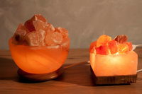 Lampe de sel de l'Himalaya rustique en cristal naturel, bol lumineux décoratif pour la maison, la chambre, le salon, la salle de méditation et le bien-être
