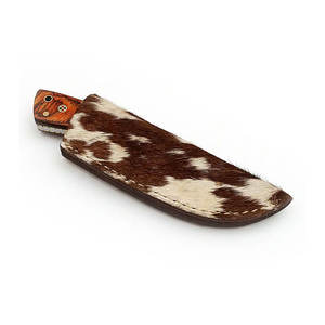 Cuchillo de Caza y Camping de Acero de Damasco de Alta Calidad con Mango de Acero de Damasco y Hoja con Patrón Artístico, Personalizable OEM - Product Image 4