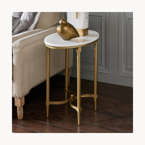 Modern Round Marble Top <b>Side</b> <b>Table</b> With <b>Gold</b> Metal Frame Stylish Customized New Design Luxury Living Room - Product Image 1