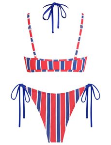 Ensemble de bikini à pois personnalisé pour femmes, maillot de bain double couche à bretelles croisées, vente en gros OEM - Product Image 2