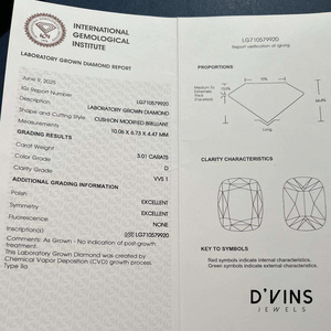 D'vins Jewels Wholesale Loose Diamond <b>Cushion</b> Shape 3.01ct D Color VVS1 Lab Grown Diamond - Product Image 4