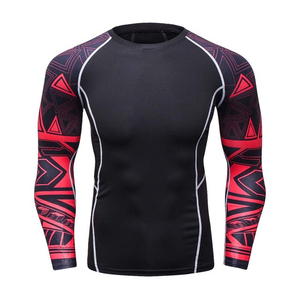 Mens Full Sleeve Rash Guard Black Blue Geometric Print Quick Dry Polyester Long Sleeve <b>Swim</b> <b>Shirt</b> Athletic Sports Training - Product Image 4