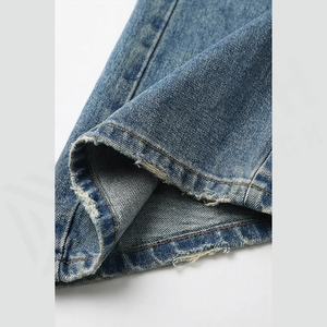 Jean en denim déchiré taille haute coupe large pour homme, style décontracté en coton, délavé, style automne - Product Image 6