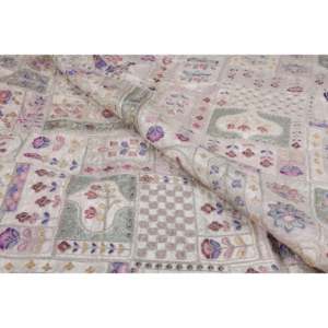 Tissu à paillettes imprimé floral rose clair, viscose crêpe brodée, 44 pouces de large, travail Zari argenté - Product Image 2