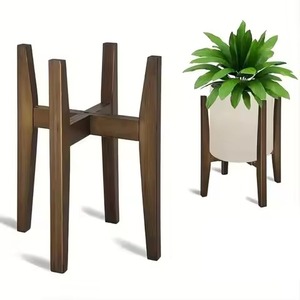 Soporte minimalista de madera para plantas de interior con diseño circular para plantas verdes, estilo de escritorio, sin recubrimiento - Product Image 4