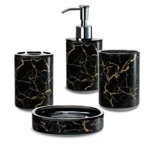 Ensemble de salle de bain en résine Nature Flow |   Distributeur de savon, gobelet, plateau et accessoires faits main d'inspiration bio pour une décoration éco-responsable - Product Image 5