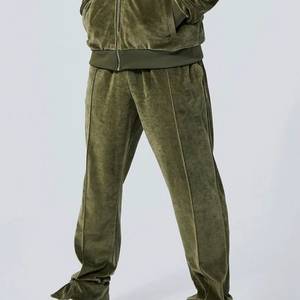 Clothing Custom High Quality Fashion Wear Zip up <b>Velvet</b> <b>Jacket</b> and <b>Velvet</b> Pants Jogging Suit Oversized Casual Velour Tracksuit - Product Image 4