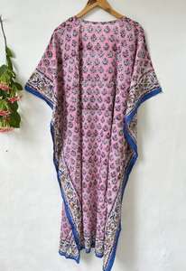 Robe longue maxi kaftan en coton 100 %, motif floral rose, tenue de plage, robe de demoiselle d'honneur pour femmes - Product Image 3