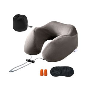 Cuscino da Viaggio in Memory Foam al Carbone di Bambù Migliorato, Maschera per Occhi, Tappi per Orecchie, Logo Personalizzabile, Supporto per il Collo Gonfiabile per un Comfort Ottimale - Product Image 1