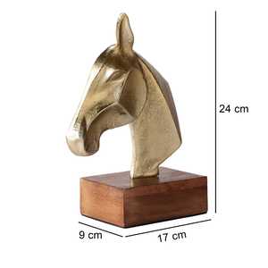 Jaffs Exports Gold Plated Aluminium Horse Head Sculpture <b>Figure</b> Contemporary Art Decor Eco-Friendly 24cm Tabletop Ornament for - Product Image 2