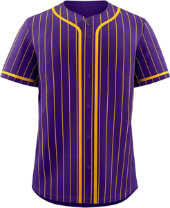 Maillots de baseball pour hommes avec doublure de couleur violette personnalisée, chemises en maille de qualité supérieure et col en V, boutons sur le devant - Product Image 3