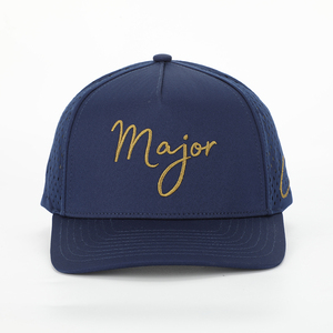 <b>Major</b> Embroidered Navy Blue Mesh Snapback Cap Adjustable 6-Panel Street Style <b>Hat</b> for Adults Casual <b>Wear</b> Spring Summer - Product Image 3