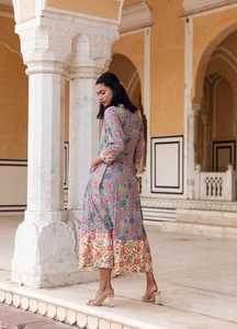 Vestido Casual para Adultos con Estampado Floral, de Chifón, Largo hasta el Tobillo, sin Cuello, con Mangas Tres Cuartos, Silueta en A, Ecológico, ODM - Product Image 5